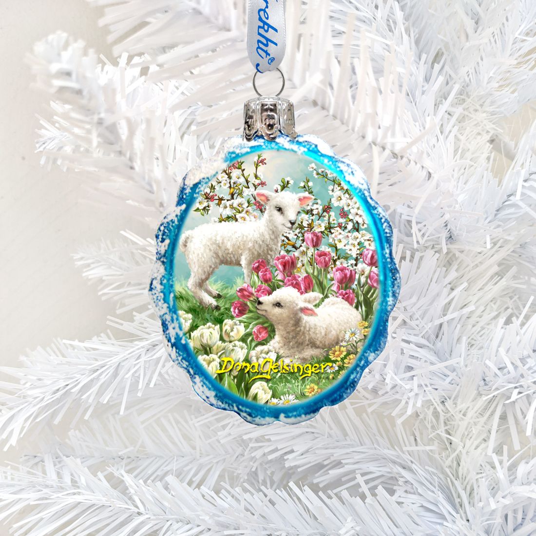 Easter Lambs Mercury Glass Ornament by D. Gelsinger - Easter Spring Decor - 778112-DG