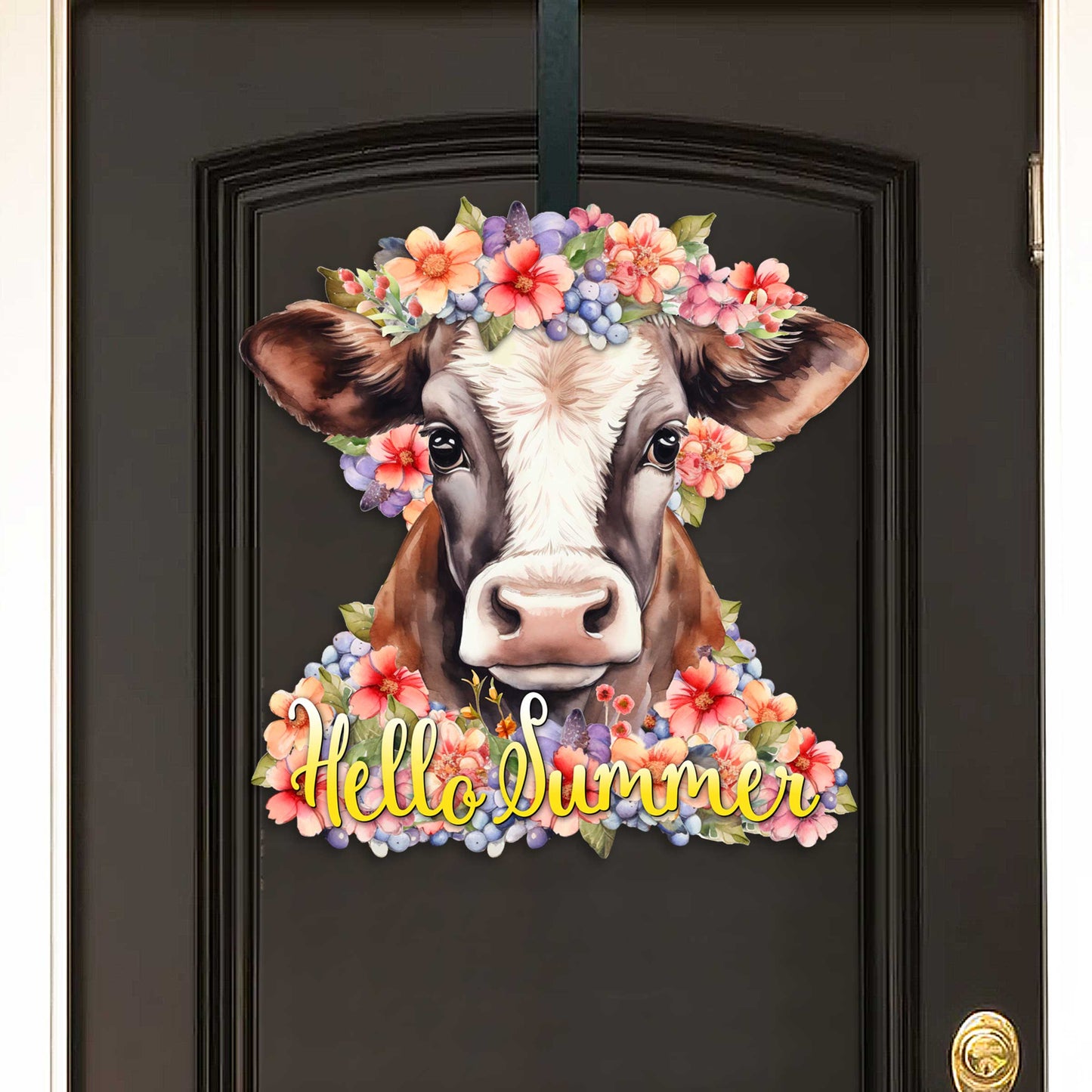 Front door welcome sign Hello Summer Front porch Summer wreath Main entrance banner Flowers Welcome sign - Wooden front porch decor - 933111H