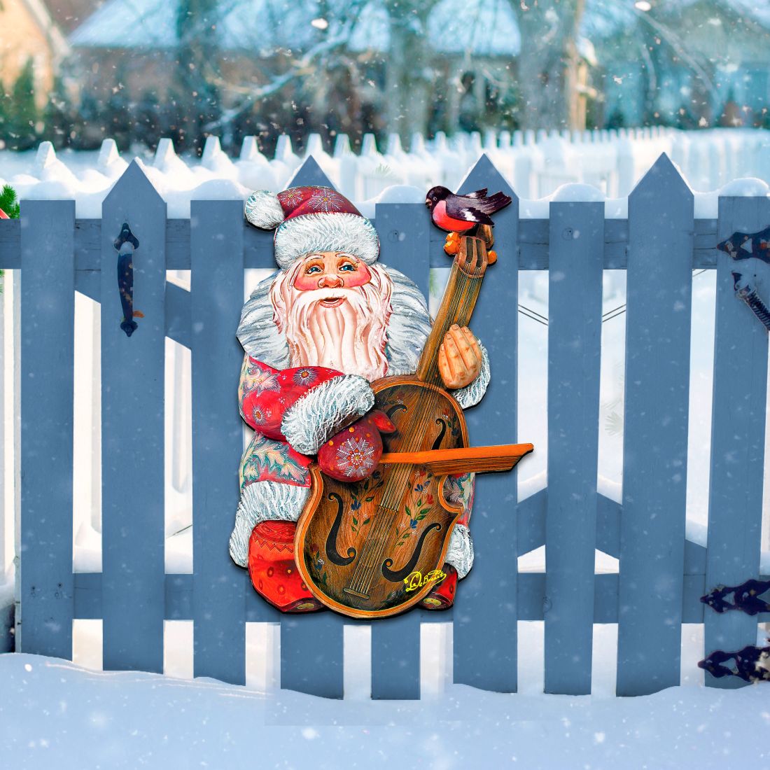 Violin Santa Christmas Door Decor by G. DeBrekht - Christmas Santa Snowman Decor - 8116210H