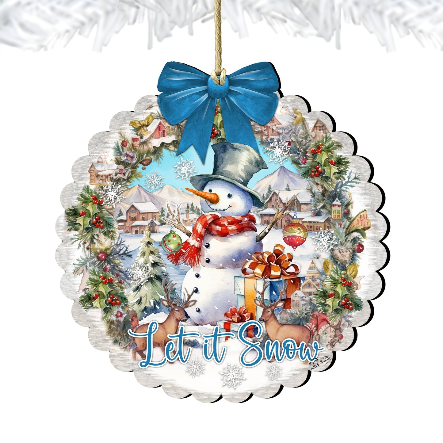 Let it Snow Wooden Ornaments by G. Debrekht Christmas Santa Snowman Decor - 933122