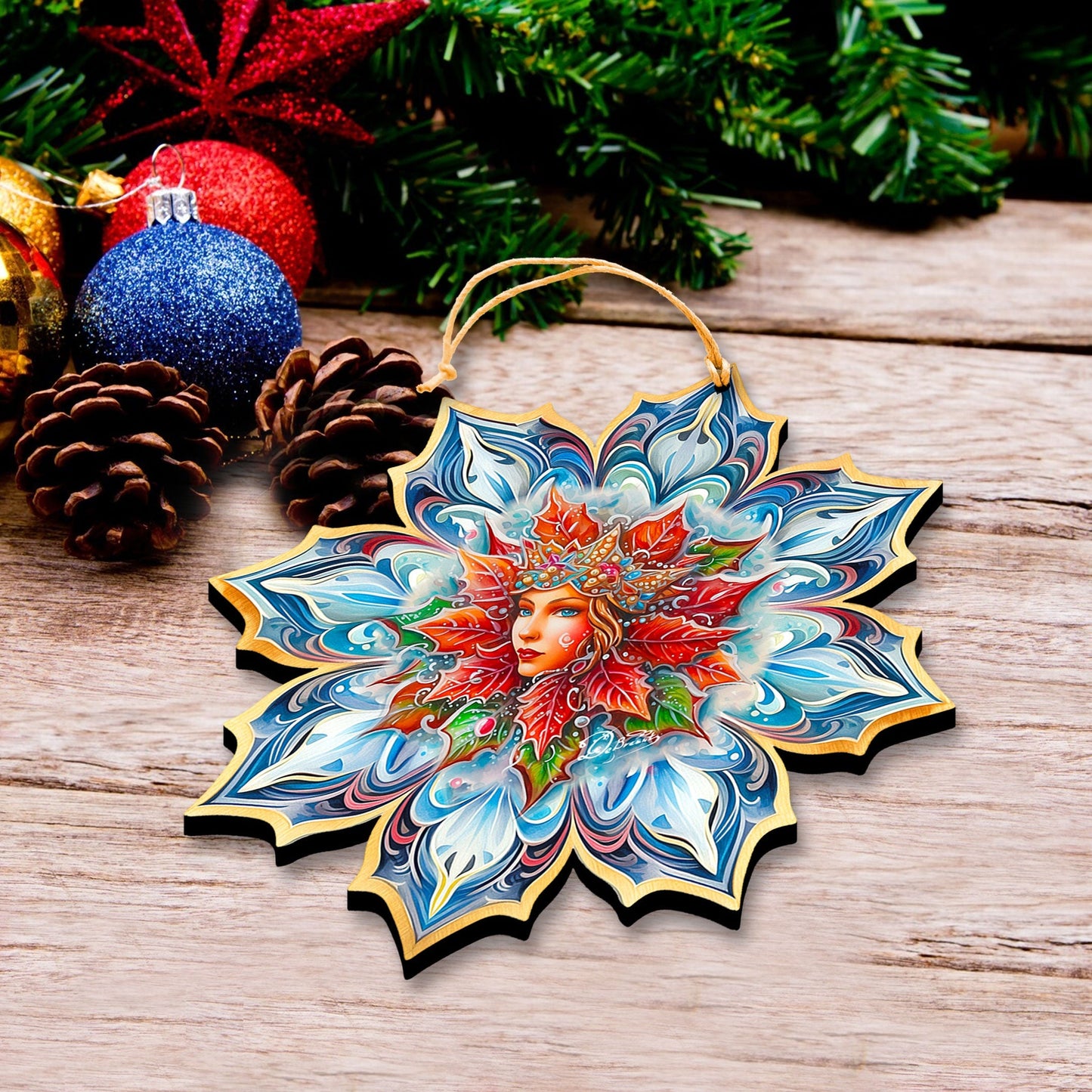Snow Queen Snowflake Wooden Ornaments by G. Debrekht - Christmas Decor - 8688402
