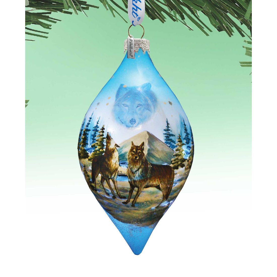 Winter Wolves Glass Ornament by G. DeBrekht - Wildlife Holiday Decor - 74173