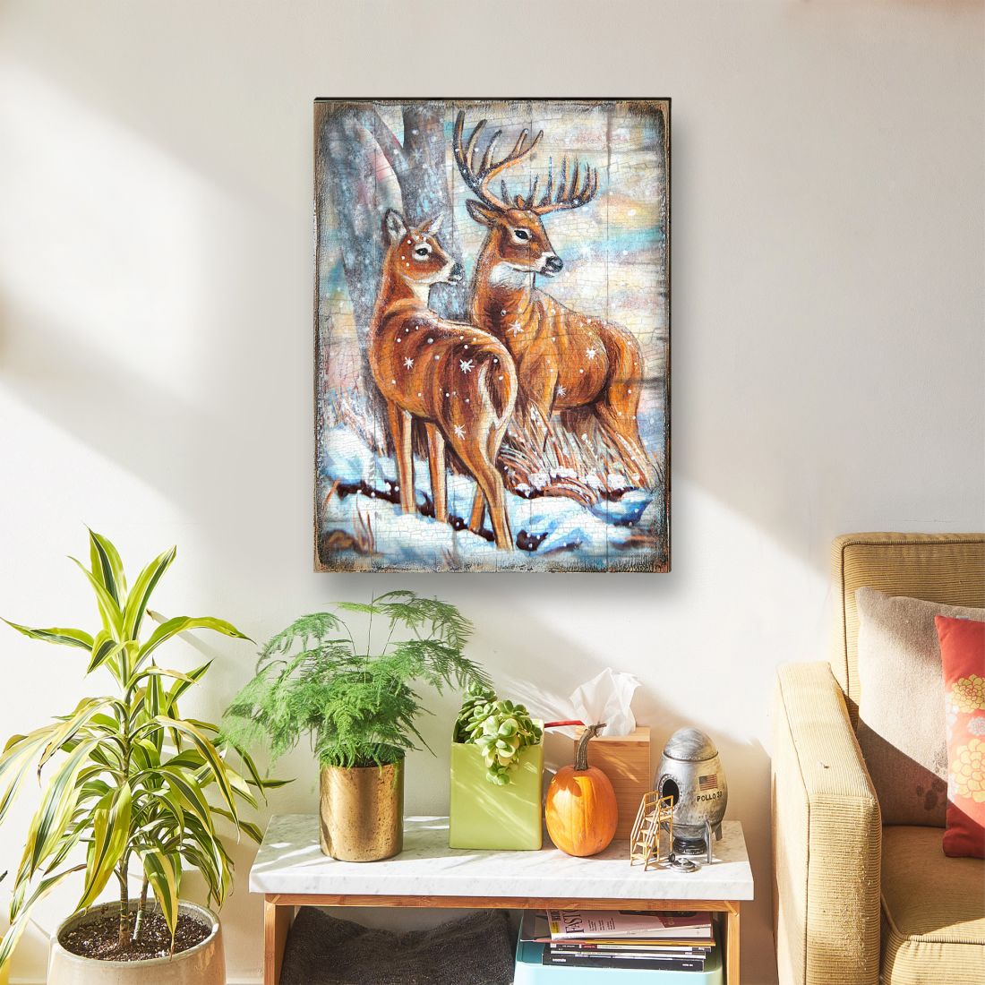 Schmid Deer's Art Wooden Wall Art by Nature Wonders - Nature Wildlife Decor  - 95212B