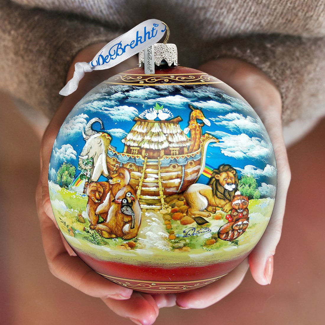 Noah's Ark Ball Glass Ornament Limited Edition by G. DeBrekht - Nativity Holiday Decor - 73859