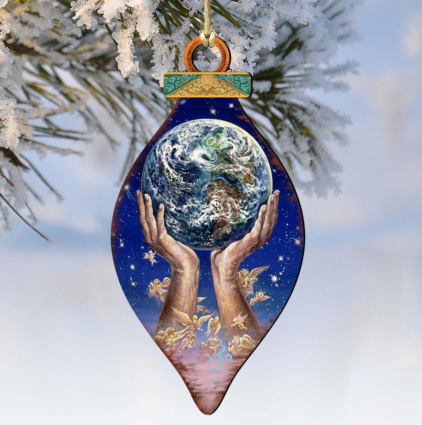 World in my Hands Wooden Ornaments by Josephine Wall - Christmas Decor - 845131-JW