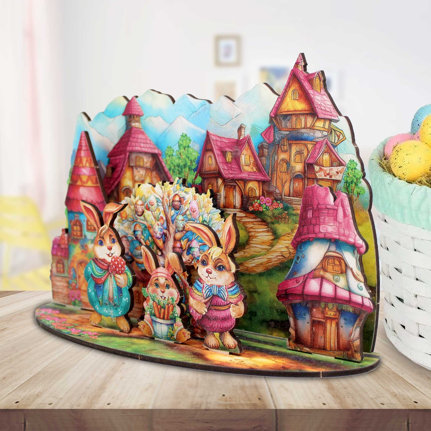 Easter Bunny Village Decorative Village Set by G. Debrekht Easter Spring Decor - 852769