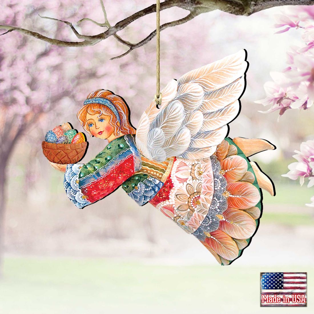 Flying Easter Angel Wooden Ornaments by G. DeBrekht - Easter Spring Decor - 8154154