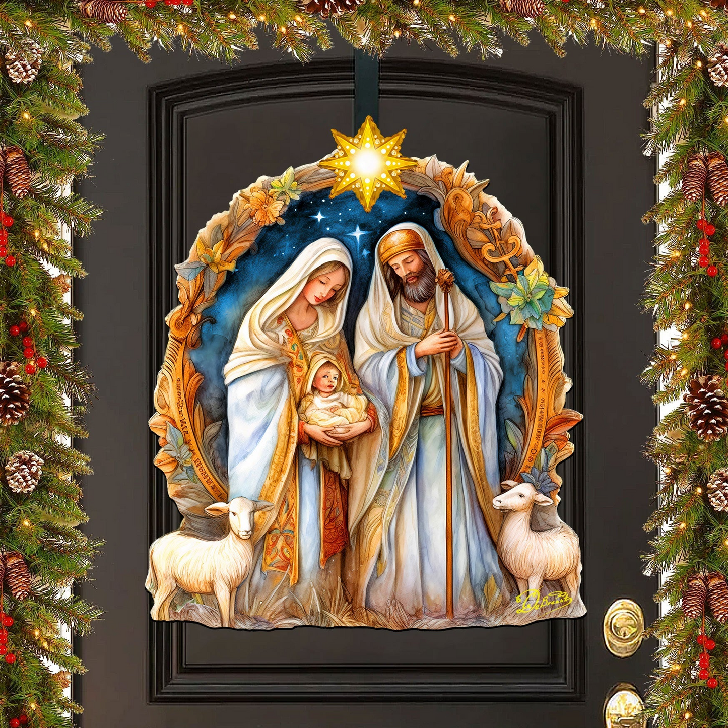 Nostalgic Nativity Scene Holiday Door Decor by G. Debrekht - Nativity Holiday Decor - 8611074H