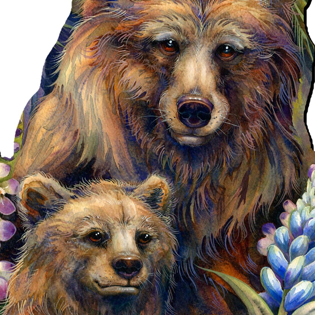 Grin & Bear it Grizzly Mother & Cub Wall Art by J. Bergsma - Wildlife Holiday Decor - 8591947W-JB