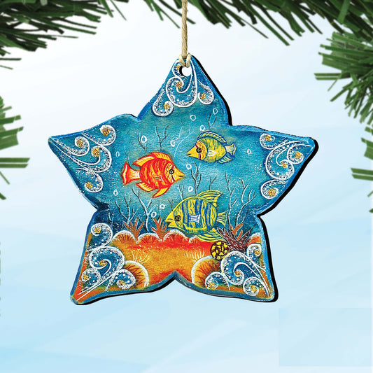 Starfish Christmas Wooden Ornaments by G. DeBrekht - Coastal Holiday Decor - 8126151