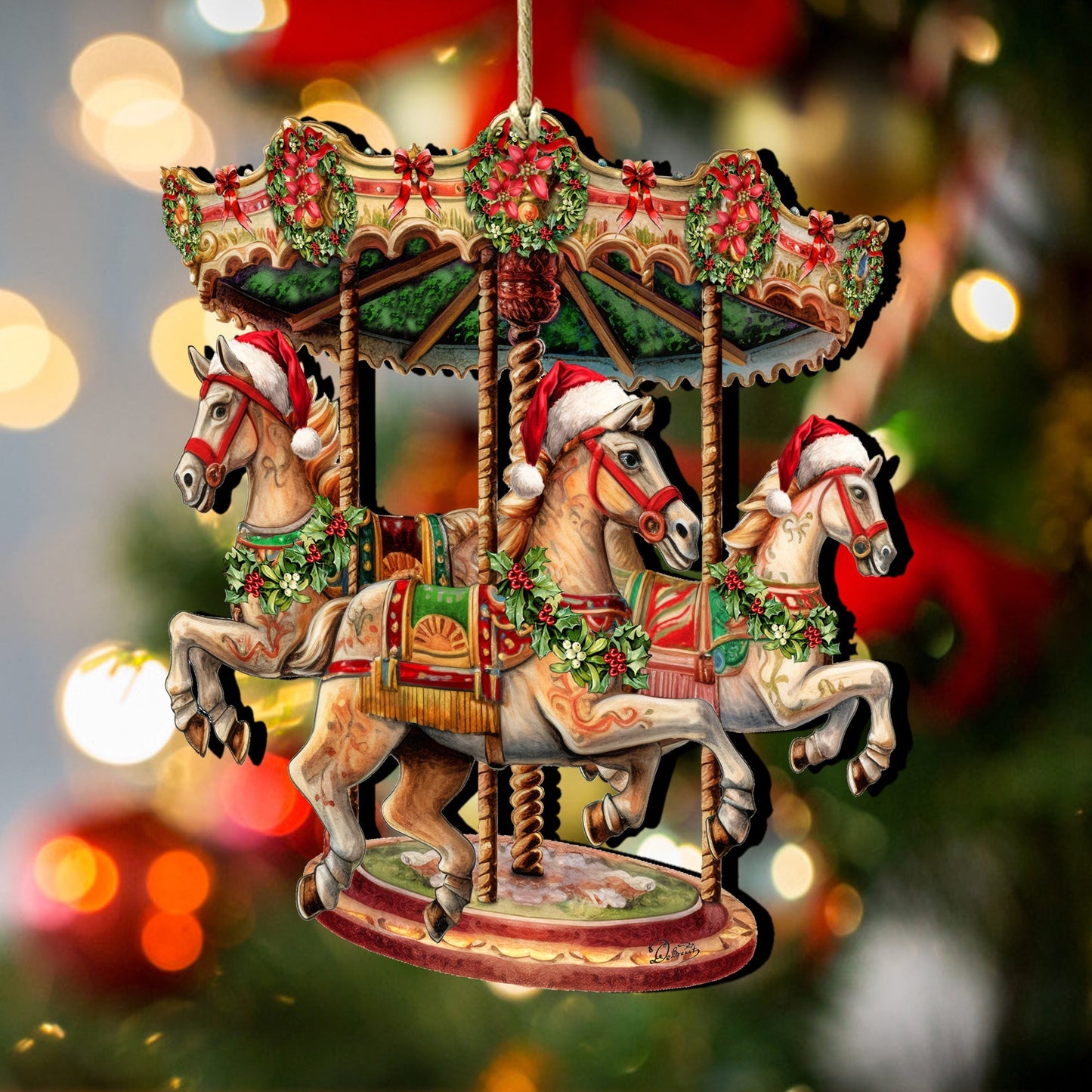 Christmas Carousel Wooden Ornaments by G. Debrekht Christmas Decor - 8611030