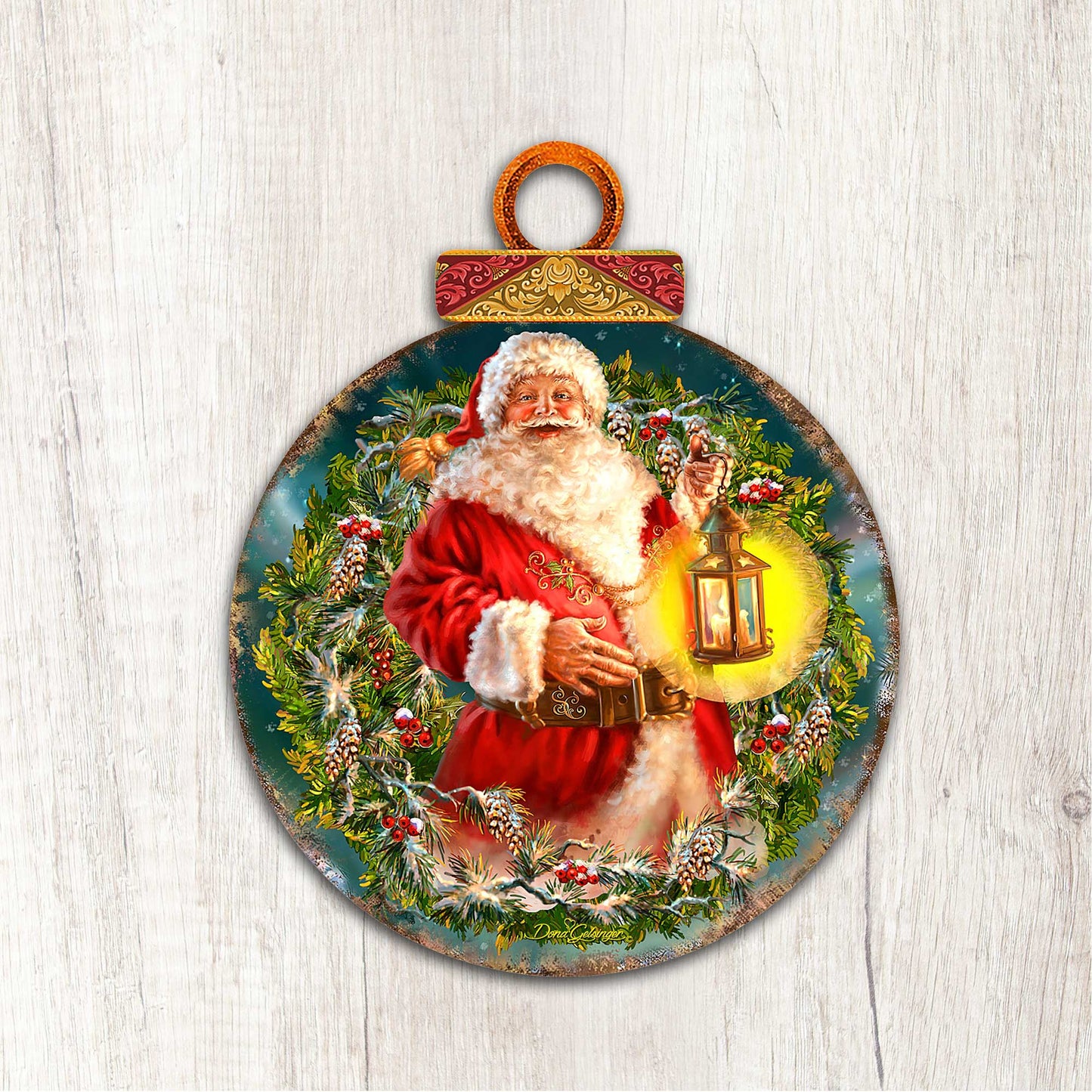 Enchanted Ball Christmas Wreath Santa Door Decor by D. Gelsinger - Christmas Santa Snowman Decor - 8021051H-1003