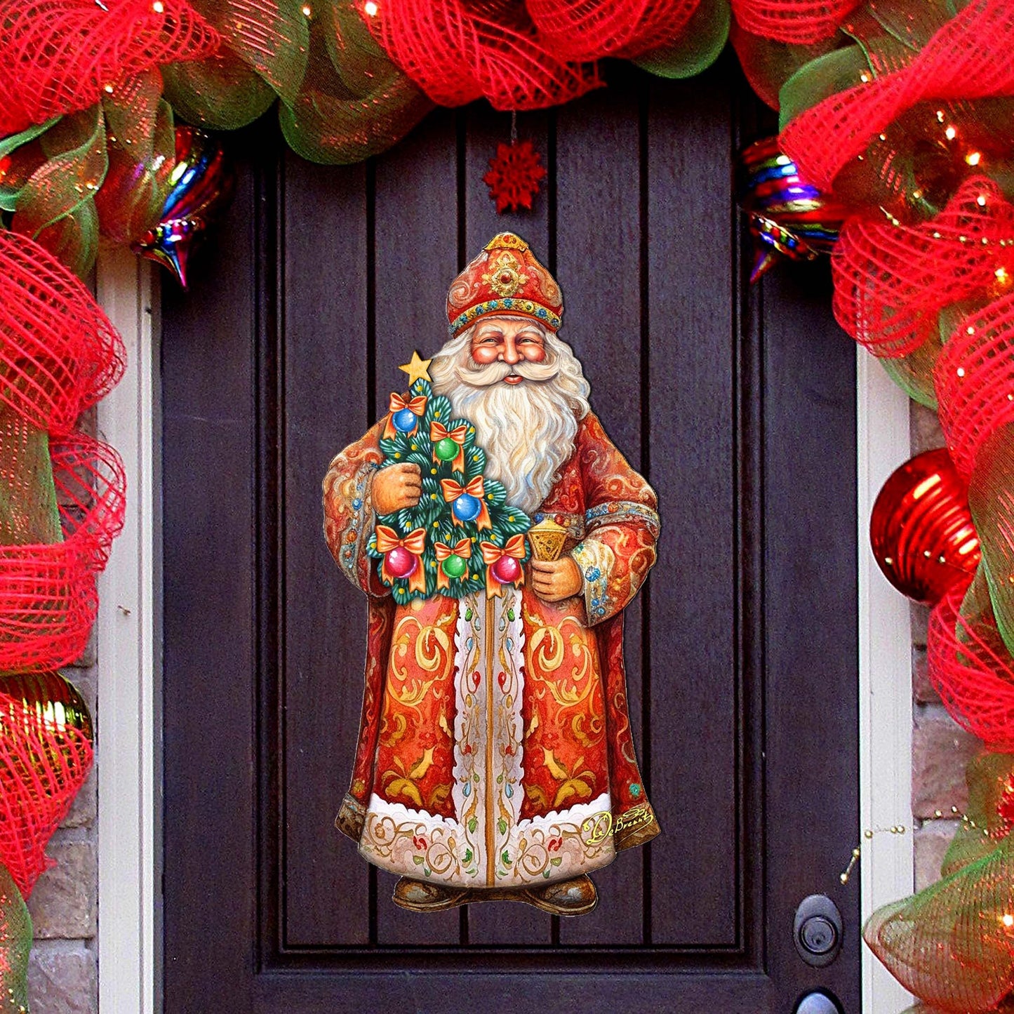 Santa's Tree of Joy Holiday Door Decor by G. Debrekht - Christmas Santa Snowman Decor - 8691418H