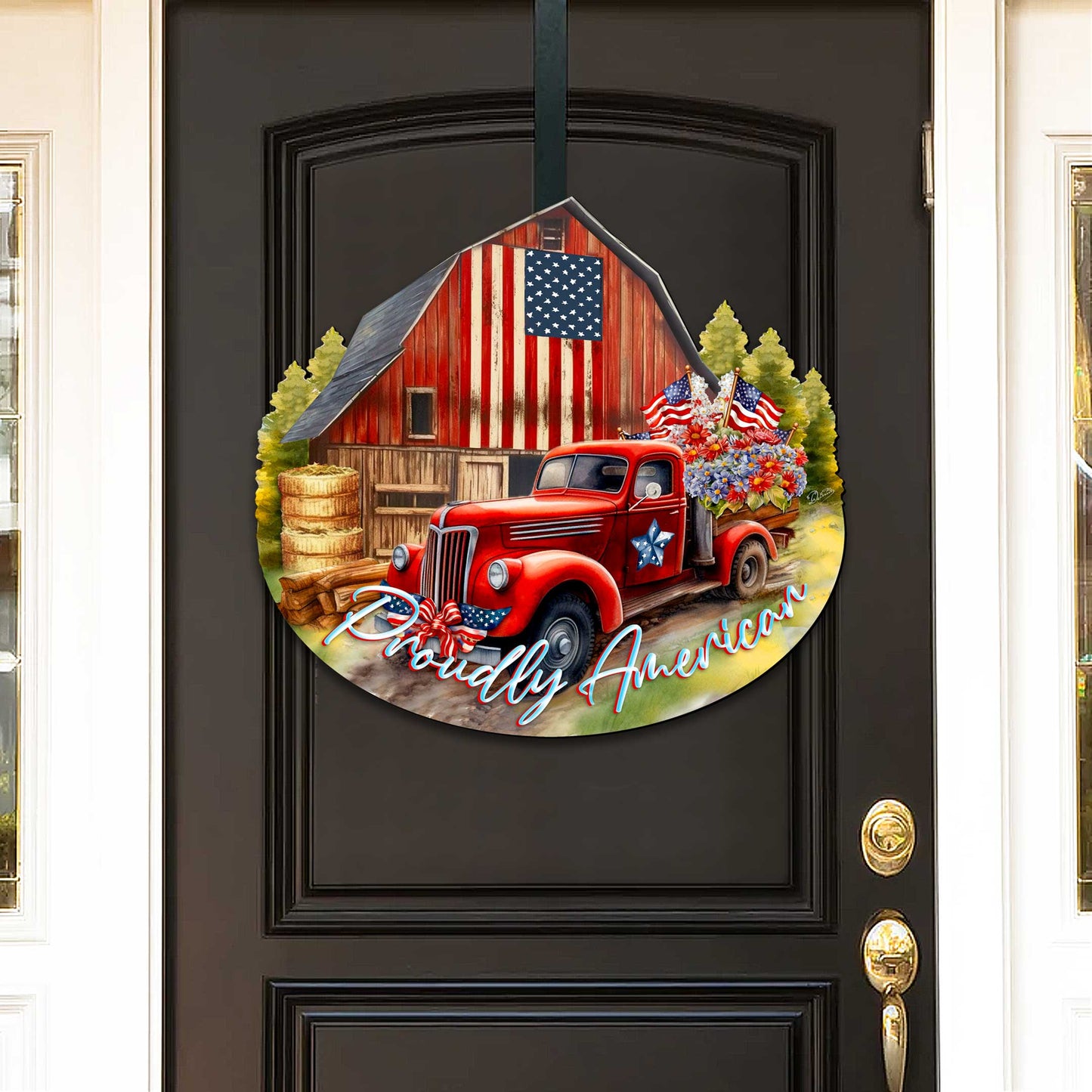 Proudly American Decorative Holiday Door Decor by G. DeBrekht - American Christmas Decor - 8652790H