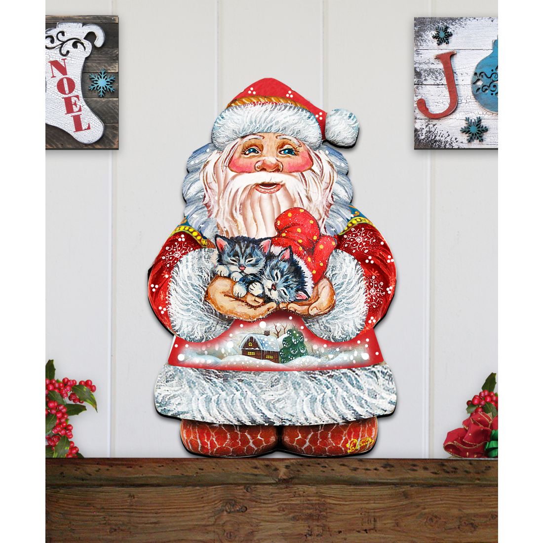 Kitten Holiday Santa Christmas Door Decor by G. DeBrekht - Christmas Decor - 8117808H