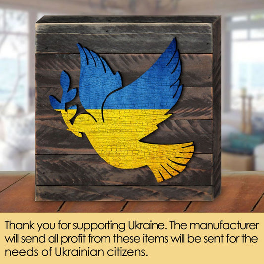 Dove of Peace Ukrainian Flag Wooden Wall Art by G. DeBrekht - International Decor - 8187126B