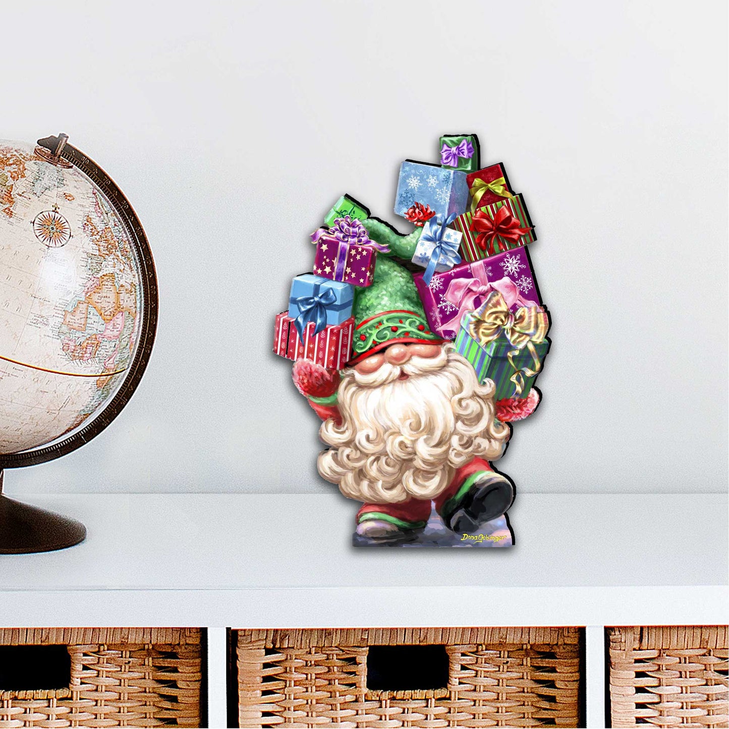 Gift Bag Gnome Wreath Easter Home Decor Large Ornament by D. Gelsinger - Christmas Decor - 8461054H-DG