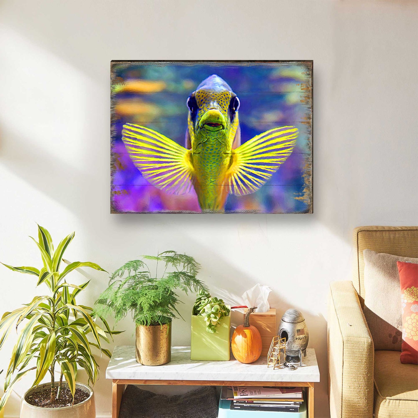 Tropical Fish Wooden Coastal Wall Art by Nature Wonders - Coastal Sea-Life Decor - 95263B