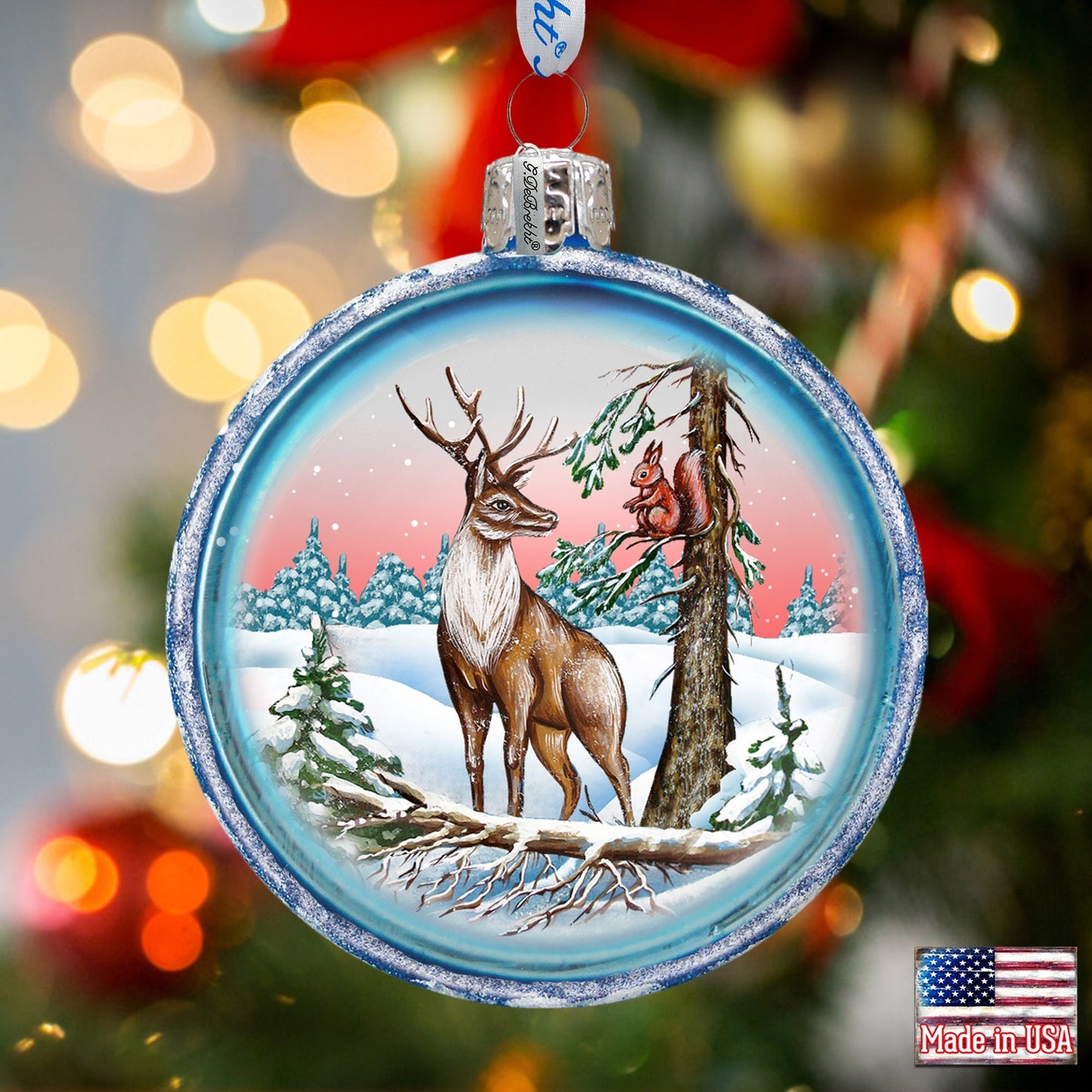 Reindeer Ball Glass Ornament by G. DeBrekht - Wildlife Holiday Decor - 73410