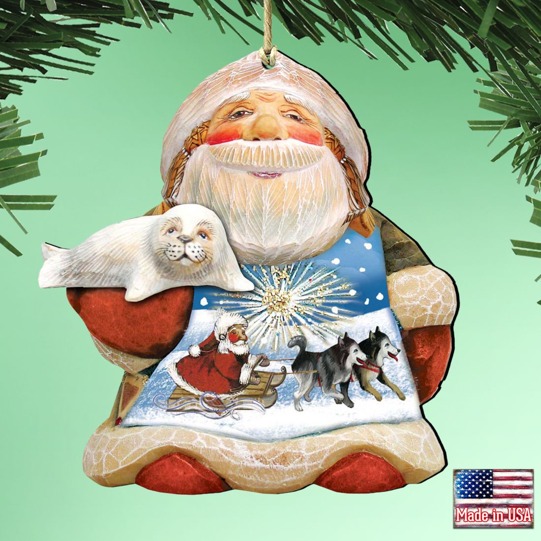 Northern Light Santa Wooden Ornaments by G. DeBrekht - Christmas Decor - 8151844