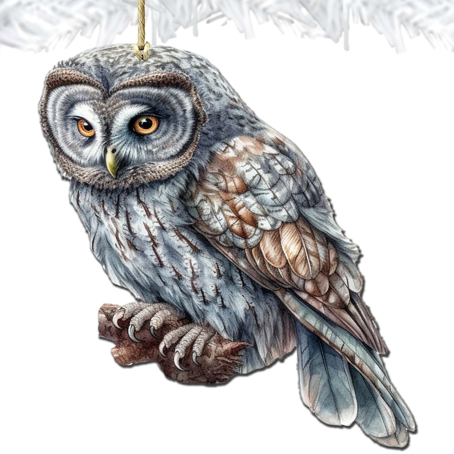 Alaskan Nothern Hawk Owl Wooden Ornaments by G.Debrekht - Wildlife Holiday Décor - 8710004-1