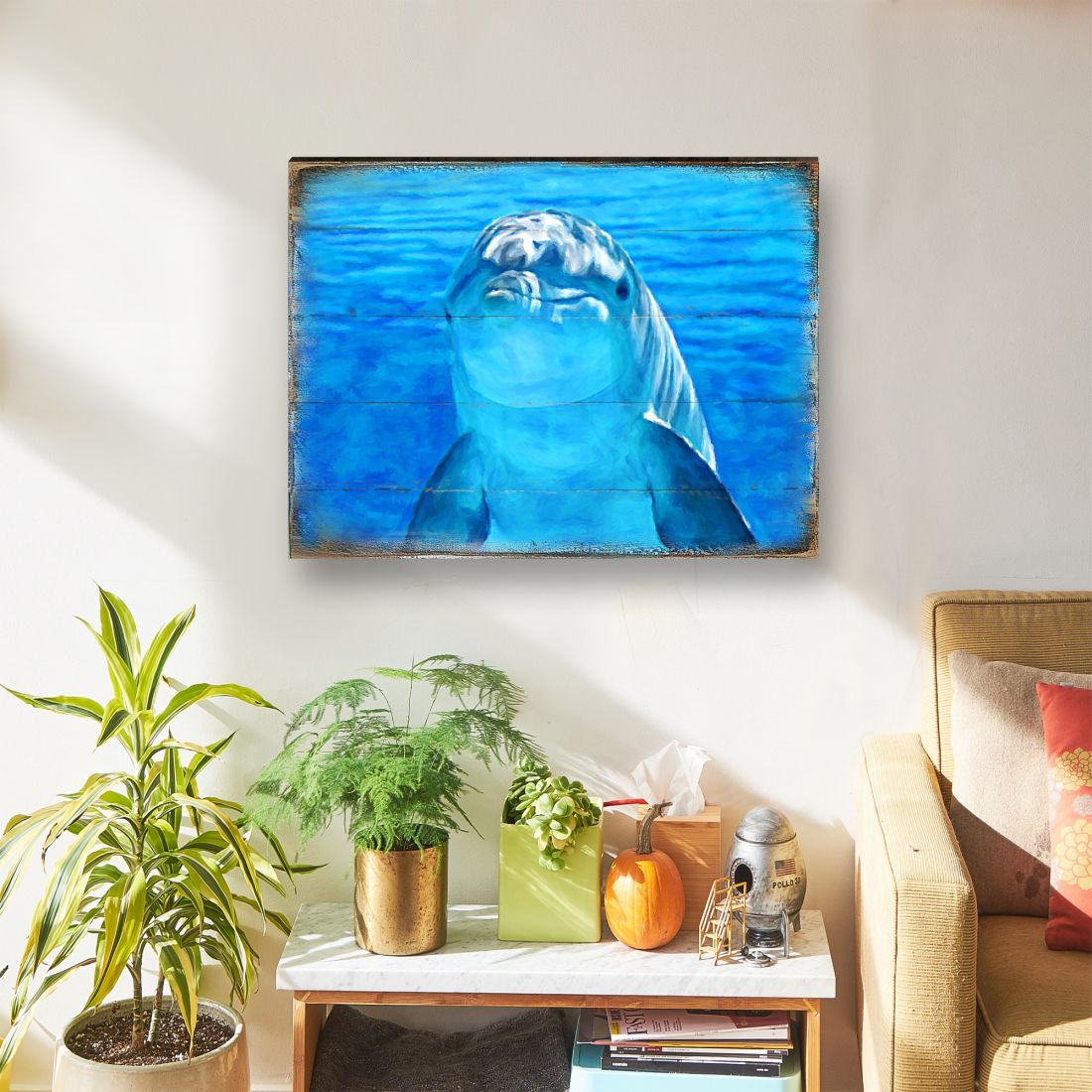 Speers Dolphin Wood Wooden Coastal Wall Art by Nature Wonders - Coastal Sea-Life Decor - 95261B