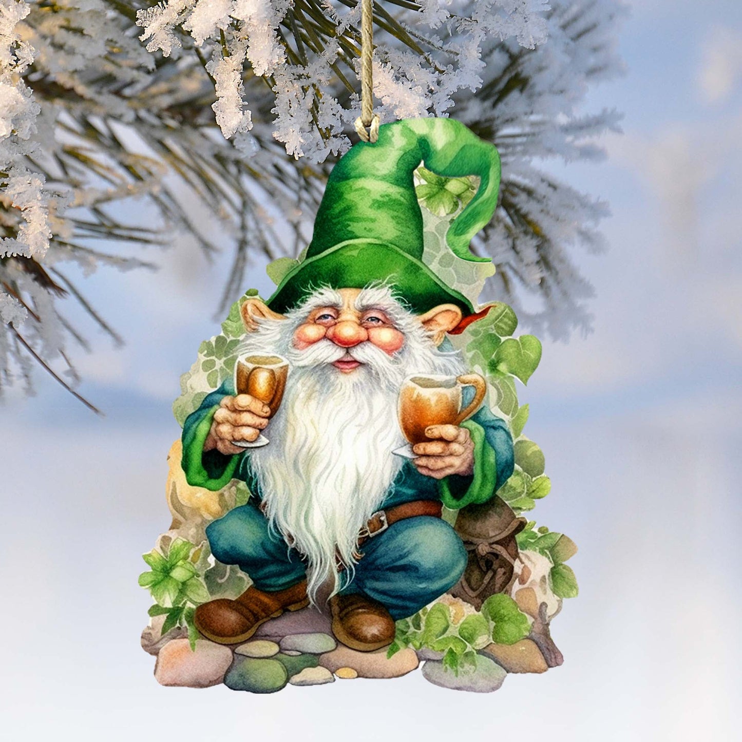 Lucky Leprechaun Wooden Ornaments by G. DeBrekht Easter Spring Decor - 8652778