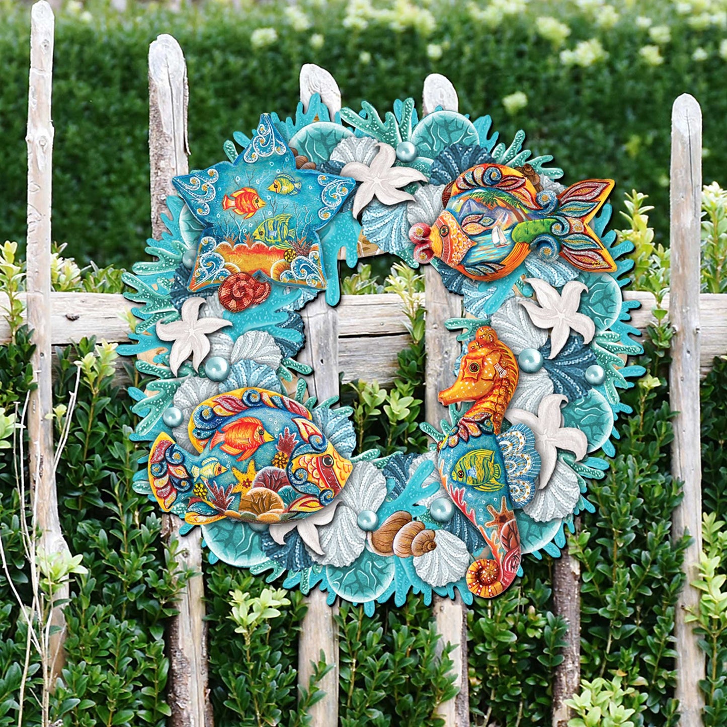 Coastal Sea Creatures Holiday Door Wreath by G. DeBrekht - Coastal Holiday Decor - 8185306-3H