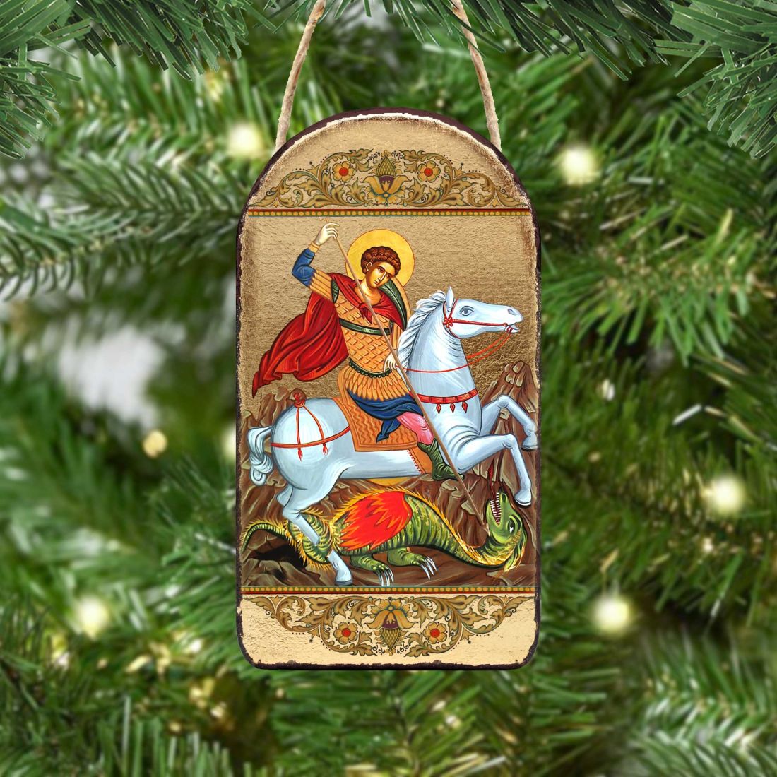 Saint George Religious Orthodox Sacred Icon Ornament - Inspirational Icon Decor - 87013