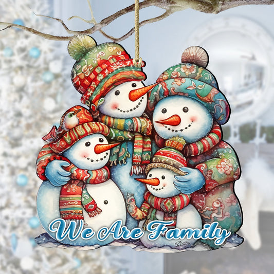 Snowmen Family Wooden Ornaments by G. Debrekht Christmas Santa Snowman Decor - 8611057