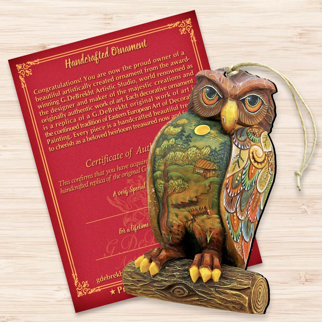 Owl Wooden Ornaments Halloween by G. DeBrekht - Thanksgiving Halloween Decor - 8158912