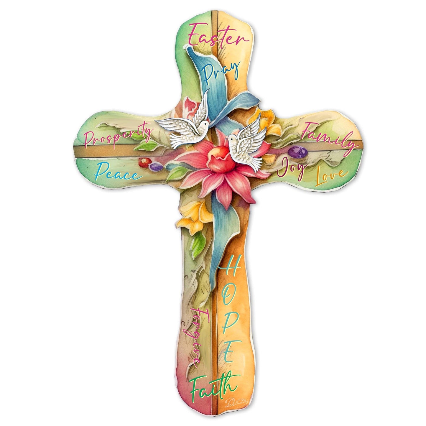 Easter Cross with Doves Holiday Door Decor by G. Debrekht - Easter Spring Decor - 8688167H