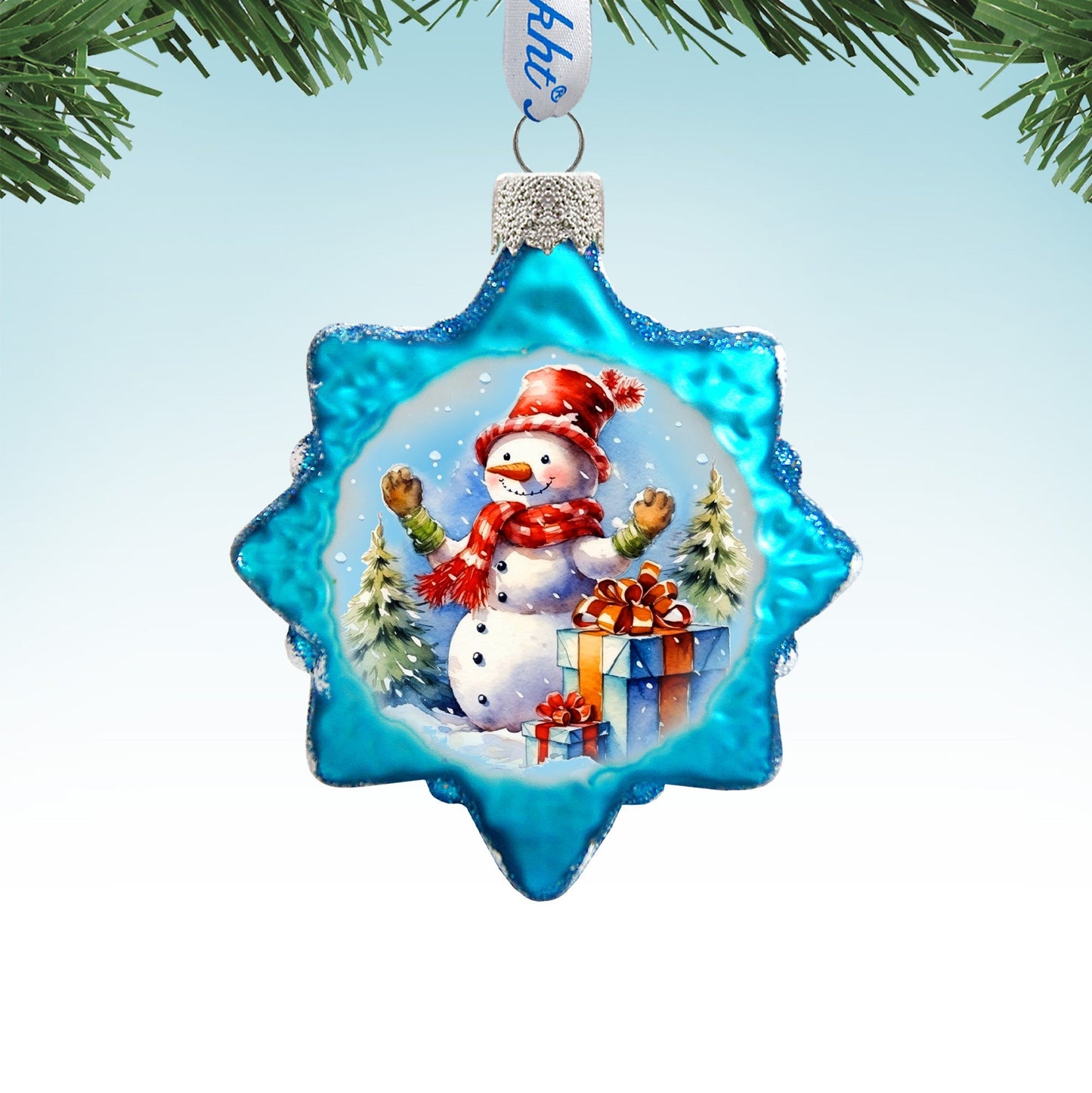 Snowman Gift Mercury Glass Ornaments by G. Debrekht - Christmas Santa Snowman Decor - 776021