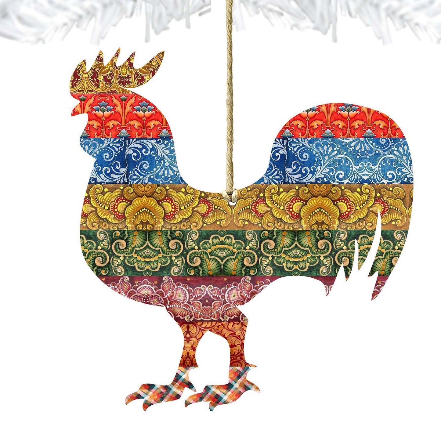 Rooster Quilted Pattern Wooden Ornaments by G. DeBrekht - Easter Spring Decor - 8198135