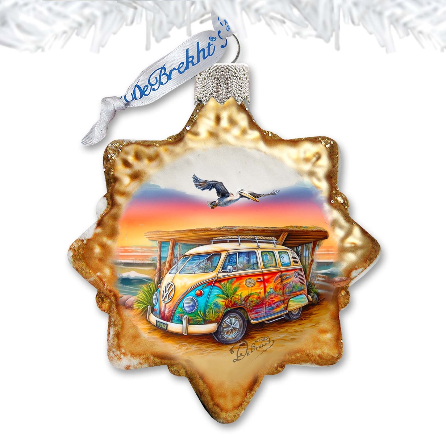 Nautical Christmas Decor - Beach Van Keepsake Glass Ornaments by G. Debrekht - Coastal Holiday Decor - 777395