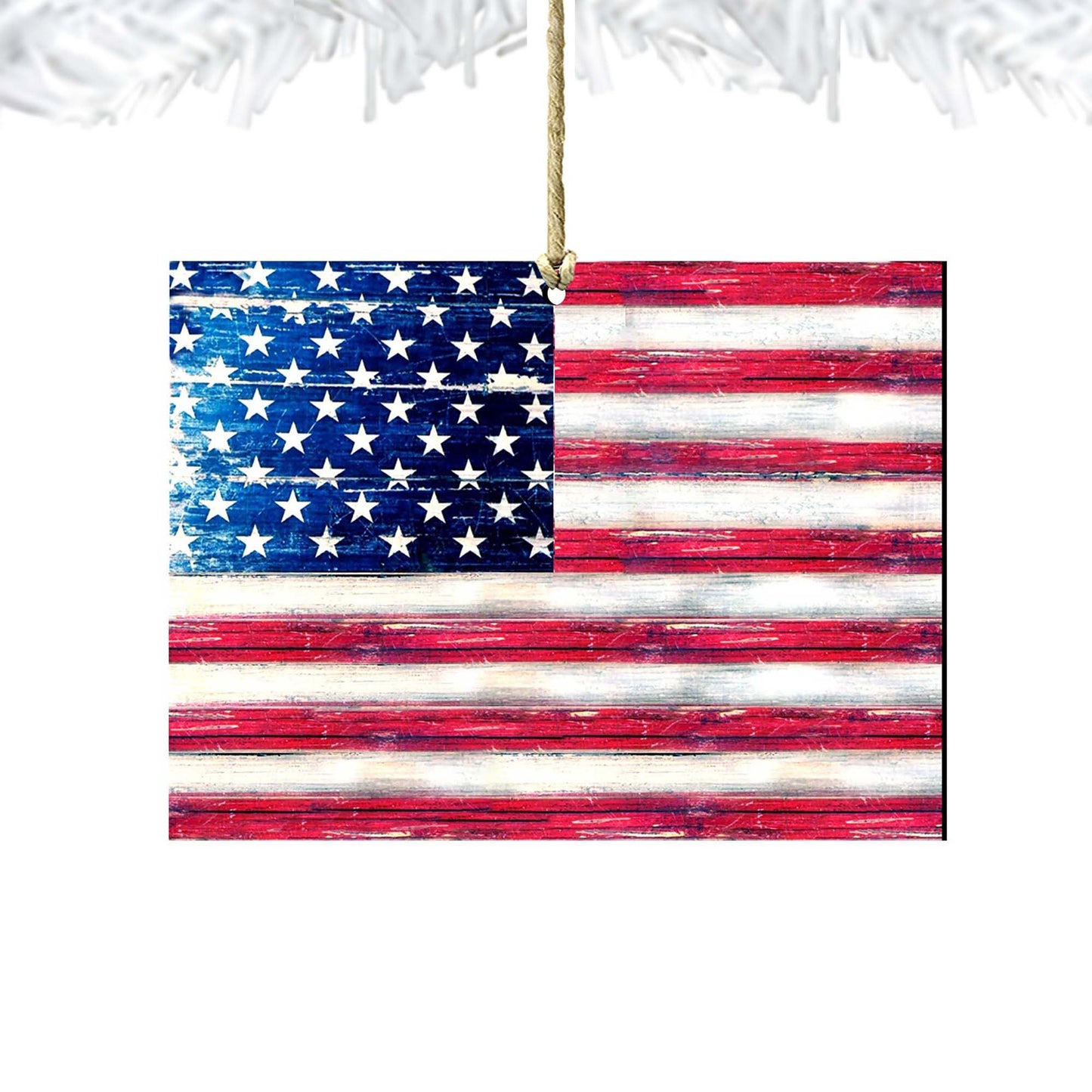 USA Flag Rustic Wooden Ornaments - American Patriotic Decor - 8198911