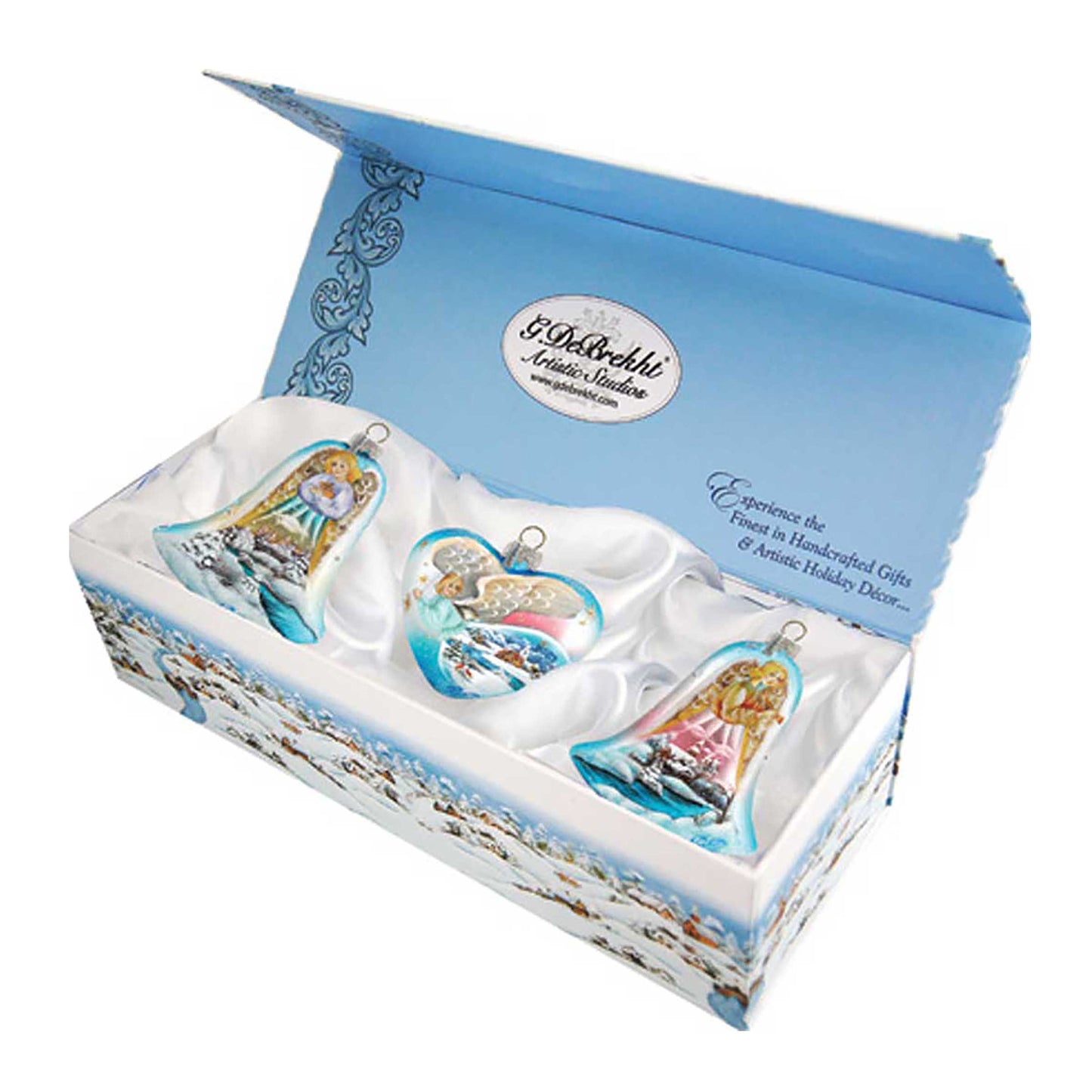 Angels Glass Ornament Set of 3 by G. DeBrekht - Nativity Holiday Decor - 73160-B3