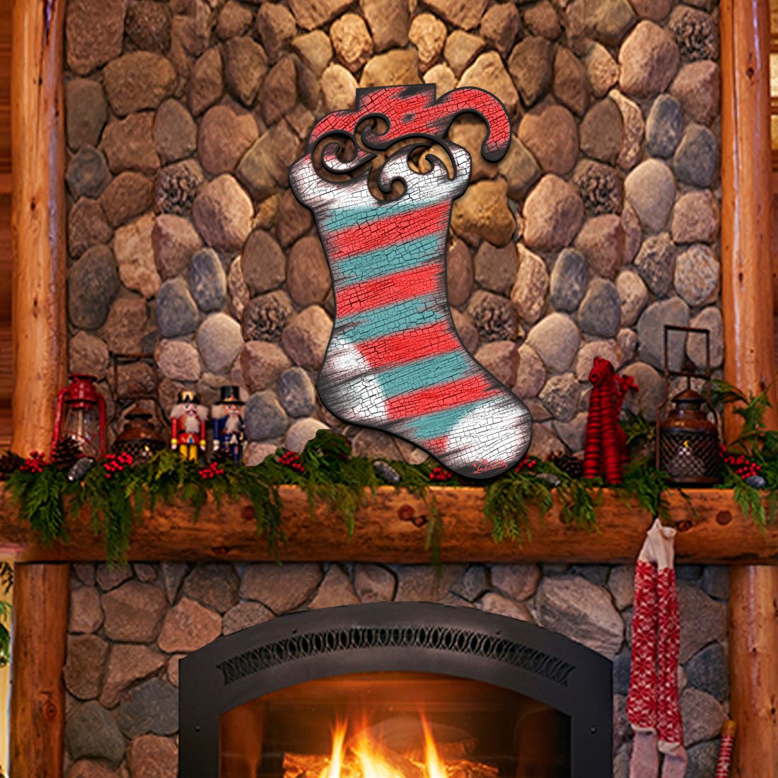 Noel Stocking Decorative Door Decor by G. DeBrekht - Christmas Decor - 8198802H