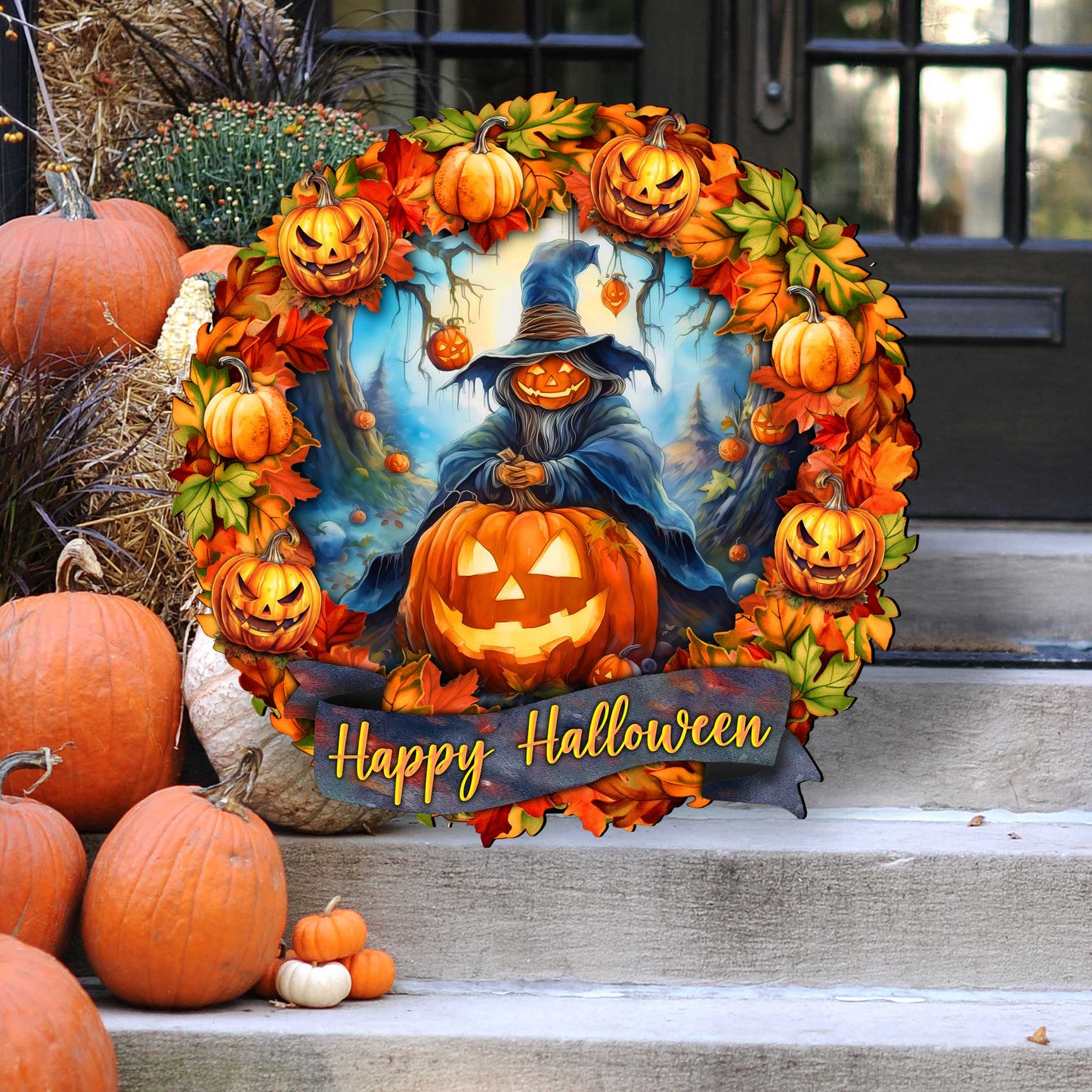 Happy Halloween Wreath Door Hanger by G. Debrekht - Halloween Decor - 8652821H