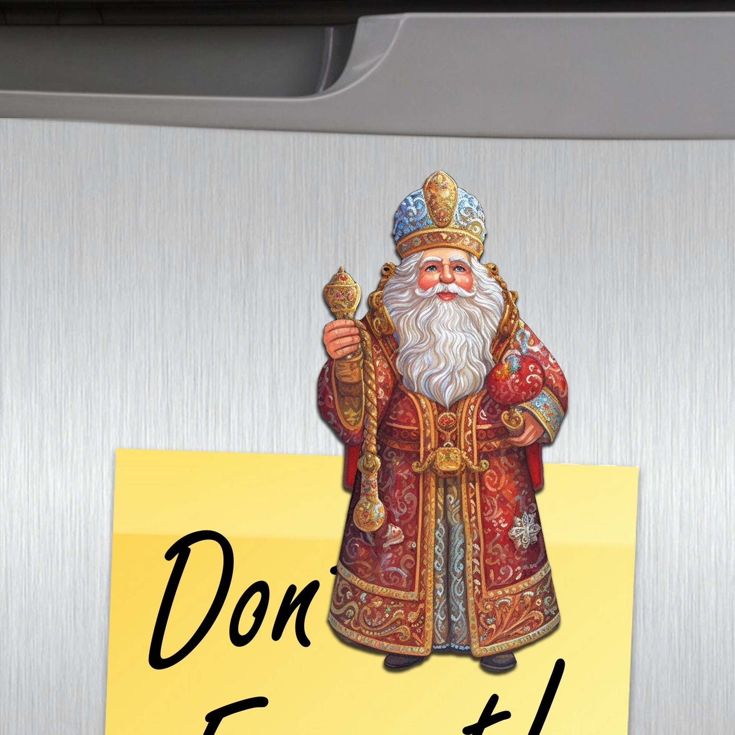 Santa Decorative Wooden Magnets Set of 6 by G. Debrekht - Christmas Santa Snowman Decor - 8090032G-S6