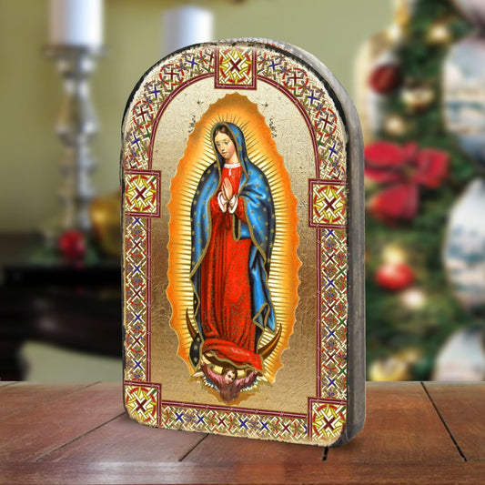 Lady of Guadalupe Wooden Gold Plated Religious Christian Sacred Icon - Inspirational Icon Decor - 86032
