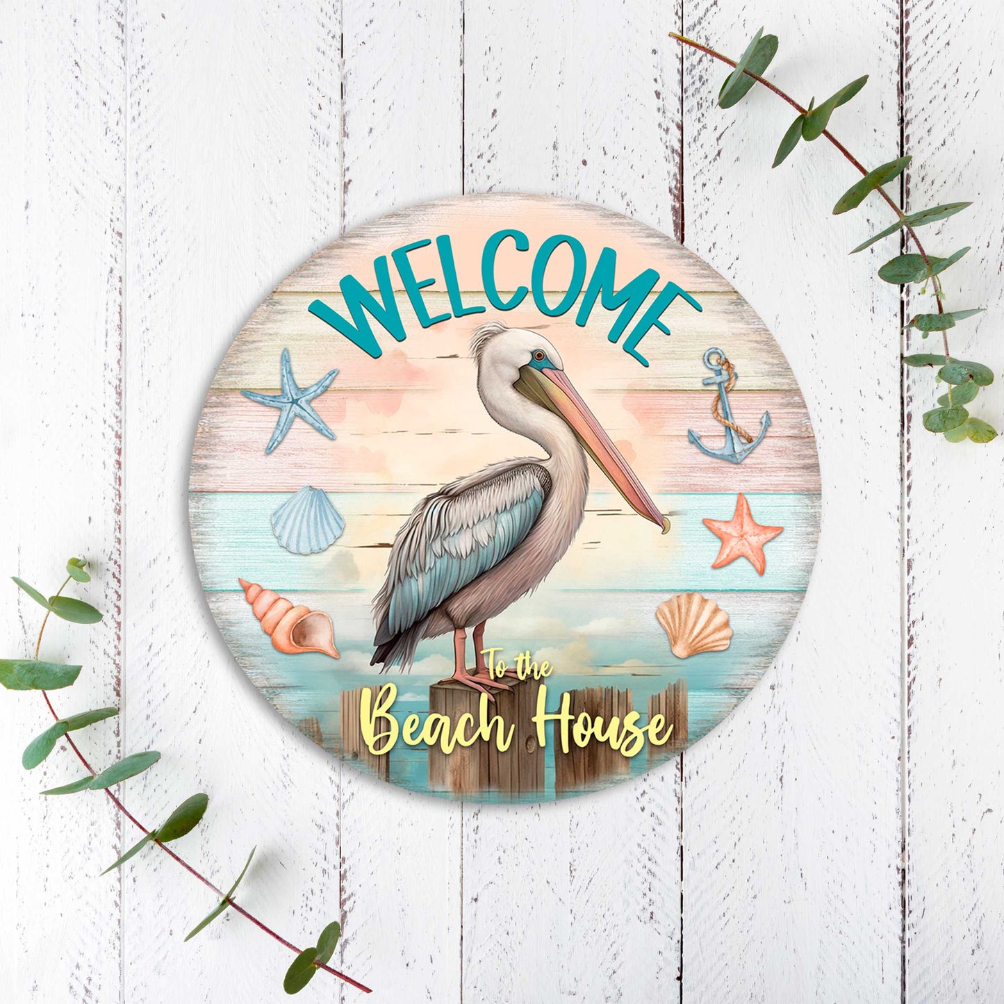 Pelican Welcome Sign Front door welcome sign Main entrance banner Welcome sign - Wooden front porch decor - 933113H