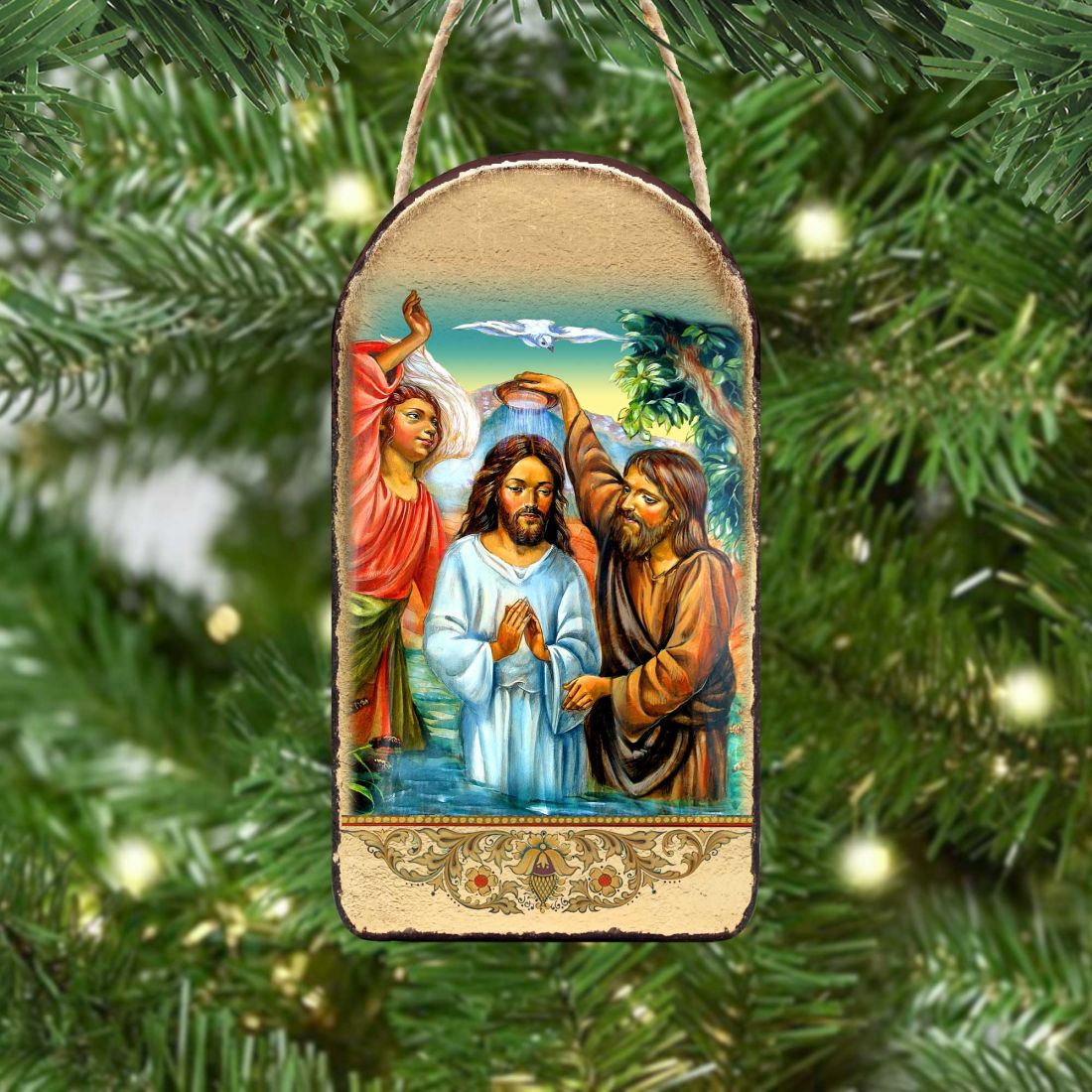 Christening Religious Christian Sacred Icon Ornament - Inspirational Icon Decor - 87043