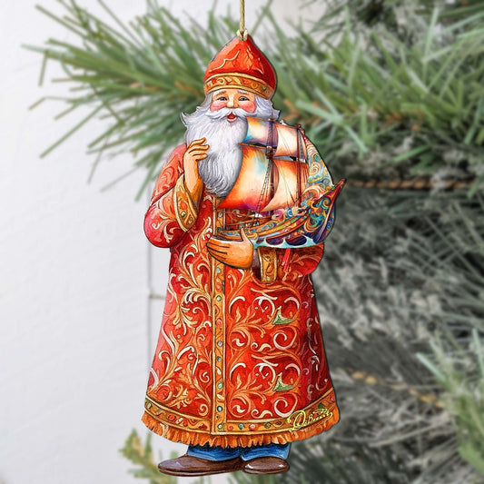 Holiday Cruise with Santa Wooden Ornaments by G. Debrekht - Christmas Santa Snowman Decor - 8691408