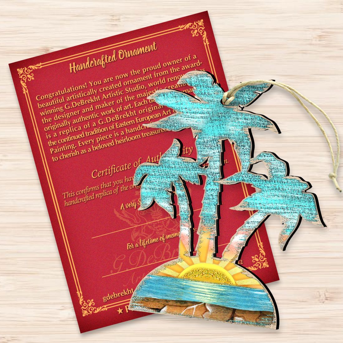 Rustic Palm Trees Wooden Ornaments by G. DeBrekht - Coastal Holiday Decor - 8198415