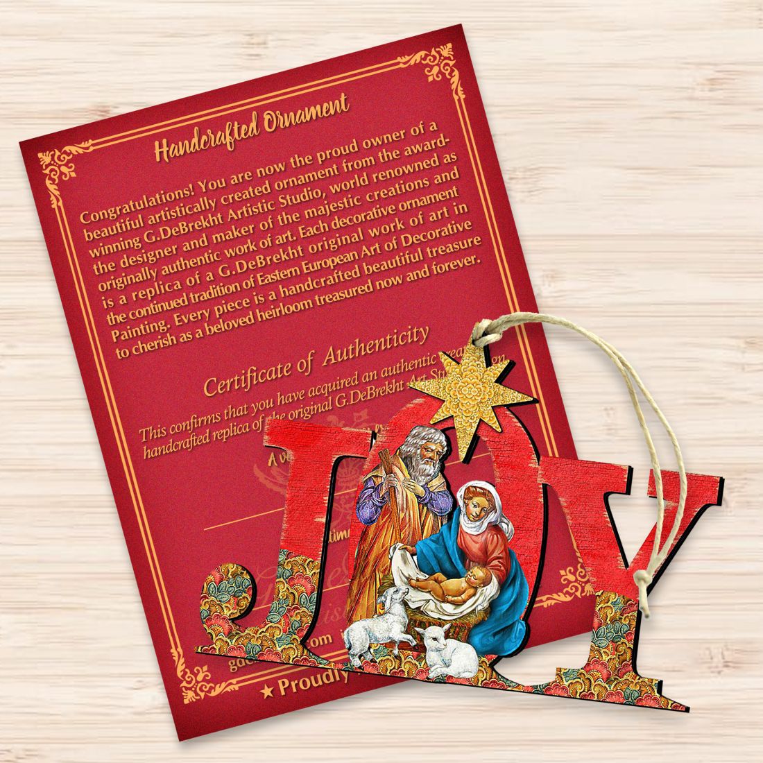 Regal Joy Nativity Wooden Ornaments by G. DeBrekht - Nativity Holiday Decor - 8121456