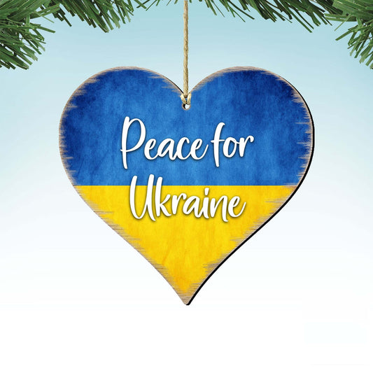 Piece for Ukraine Heart Wooden Ornaments - International Decor - 8187122