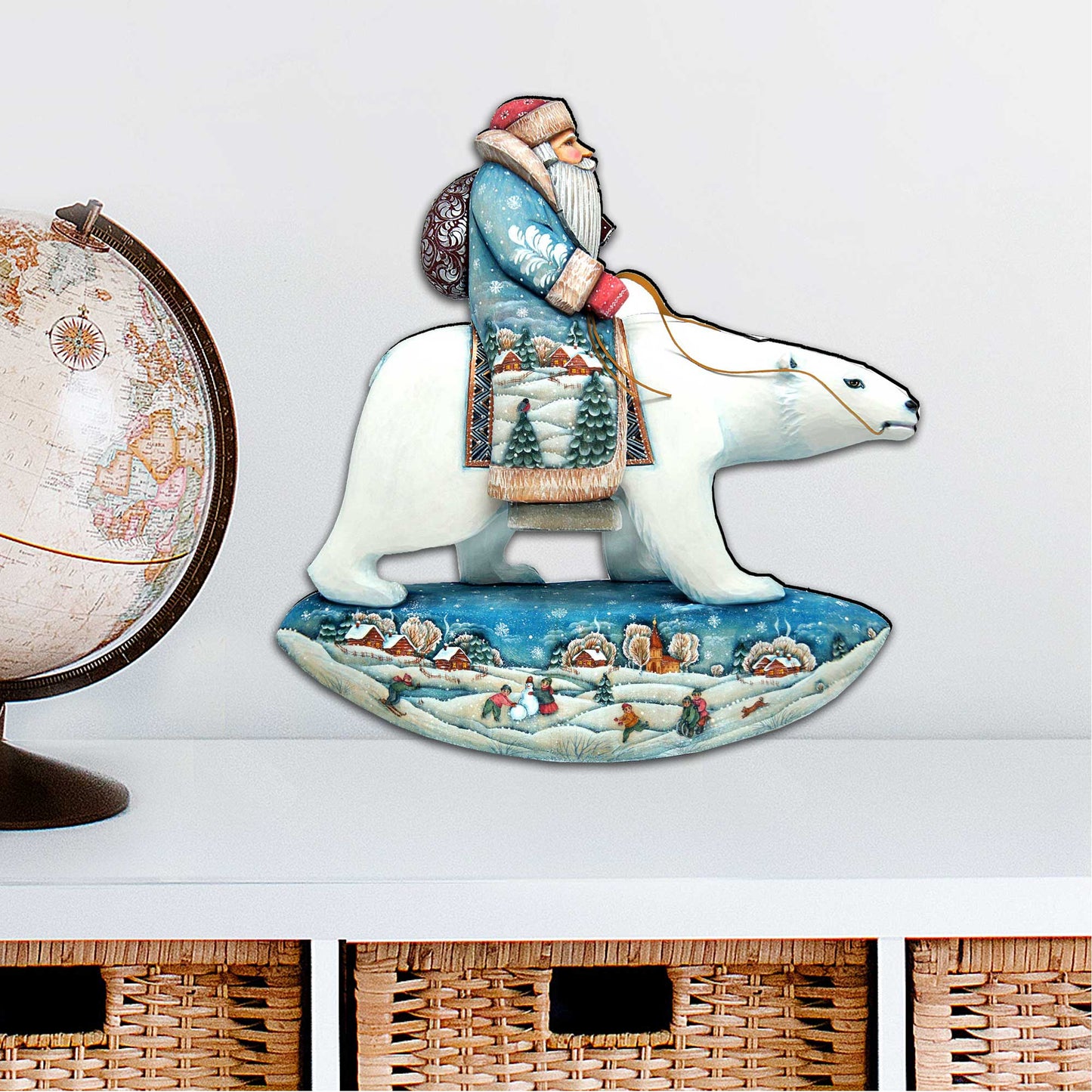 Santa On Polar Bear Christmas Door Decor by G. DeBrekht - Christmas Santa Snowman Decor - 8116382H