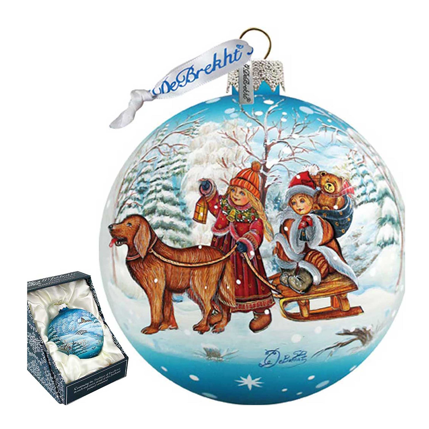 Winter Kids Ball Glass Ornament by G. DeBrekht - Christmas Decor - 73113
