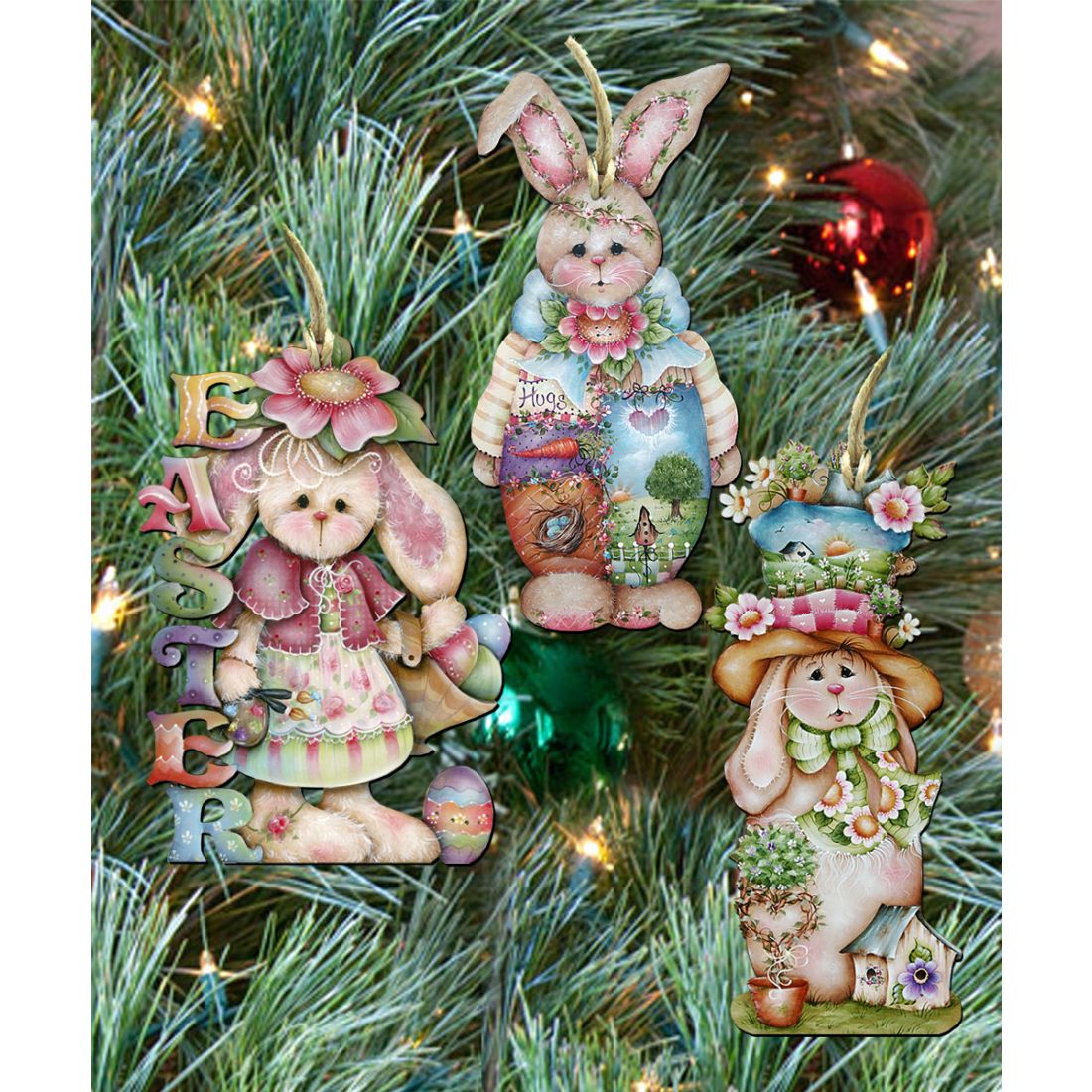 Easter Wooden Ornaments Set of 3 by Jamie Mills-Price - Easter Spring Decor - 8100086S3-MP